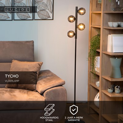 Lucide TYCHO - Vloerlamp - 4xG9 - Zwart